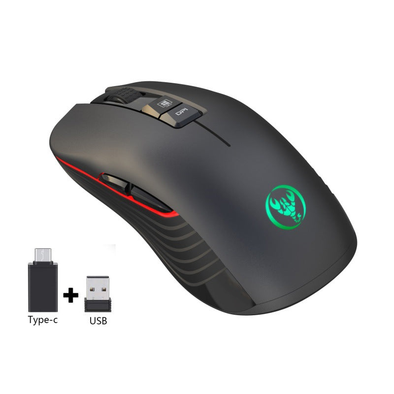 New Rechargeable Wireless Mouse 3600dpi Adjustable Colorful Luminous Gaming Mouse 7D Can Turn Off Lights - Korvel