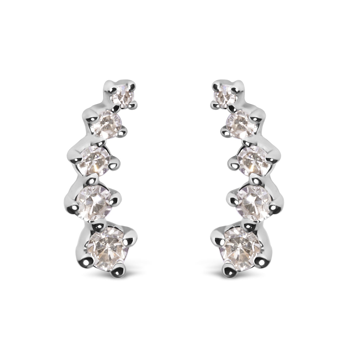 Boucles d'oreilles en diamant escalade en or blanc 10K