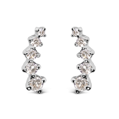 Pendientes de Stud Climber de Diamante en Oro Blanco de 10K