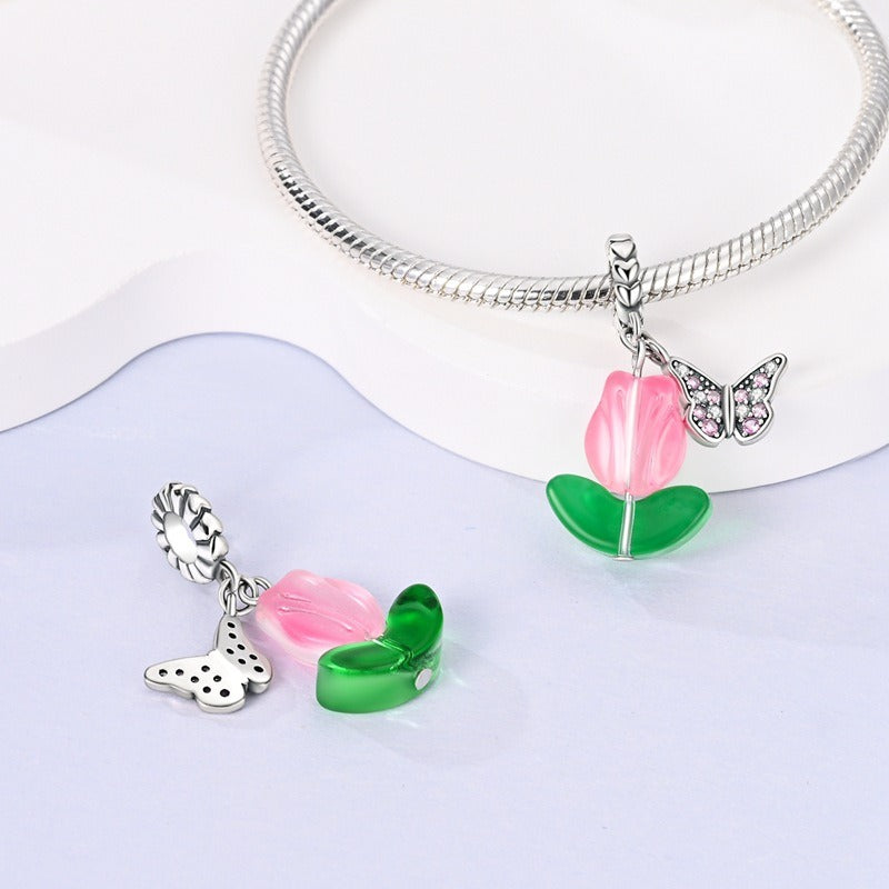 Bracelet Pendentif Perlé Fleurs Élégant