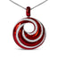 Collier Pendentif en Argent Sterling .925 avec Émail Rouge et Diamants en Spirale Infinie