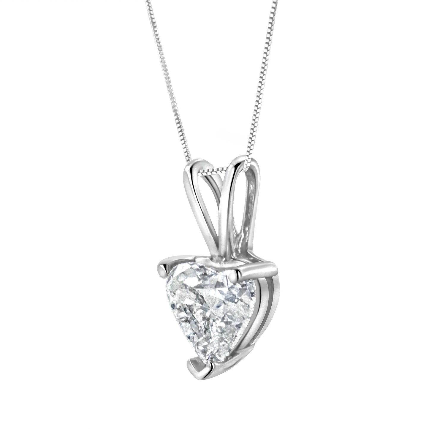 Collar de Péndulo de Diamante en Forma de Corazón de Oro Blanco de 14K