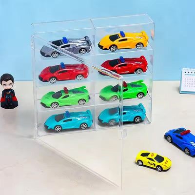 1:64 Acrylic Car Display Box – 8-grid, dustproof, stackable, transparent. Fits Hot Wheels. - Korvel