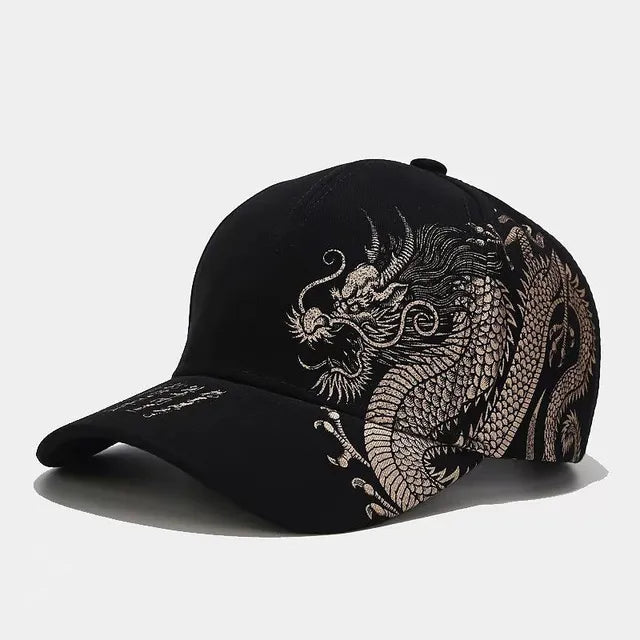 Casquette de baseball ajustable imprimée dragon universel