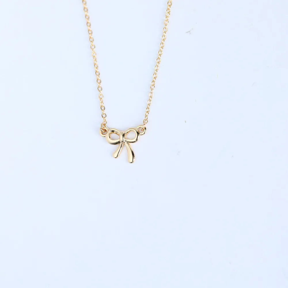 18K Gold-Plated Bow Necklace - Korvel