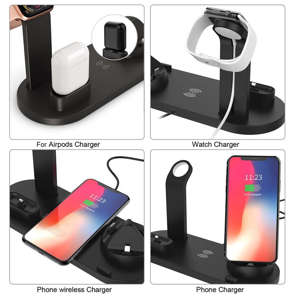 Dock de Carga Inalámbrico 4 en 1 para Dispositivos Apple