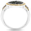 Bague en argent sterling avec diamants verts et jaunes de 0,44 carat