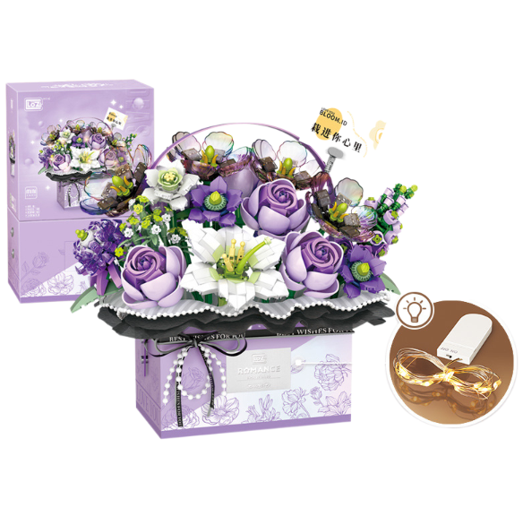 Flower bouquet gift box patchwork wooden flower with light toy eternal flower box - Korvel