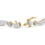10K Yellow and White Gold Diamond Cluster Wave Link Bracelet - 7.25"