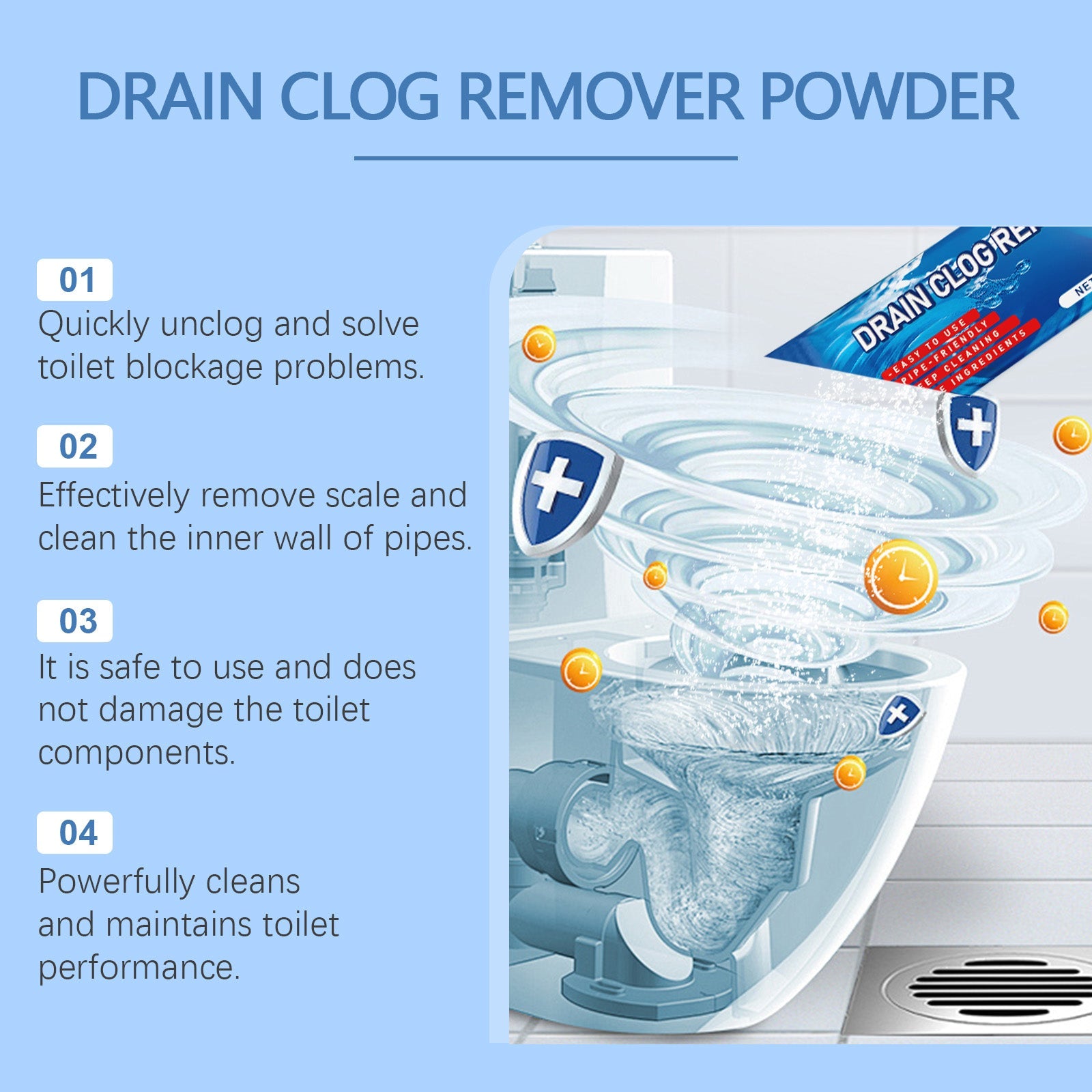 Toilet Toilet Pipe Clog Remover Deodorant Toilet Toilet Pipe Clog Remover - Korvel