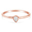 14K Rose Gold Plated Sterling Silver Teardrop Diamond Ring - Size 6