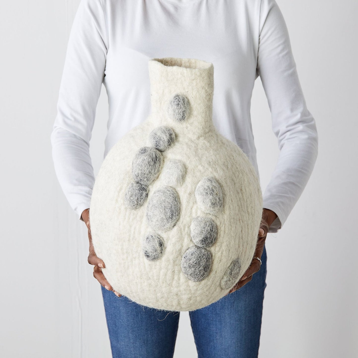 Cesta de Calabaza de Lana Filtrada a Mano Pebble