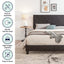 Queen Size Upholstered Platform Bed Frame Wood Slat Support Easy Assembly Black pu - Korvel