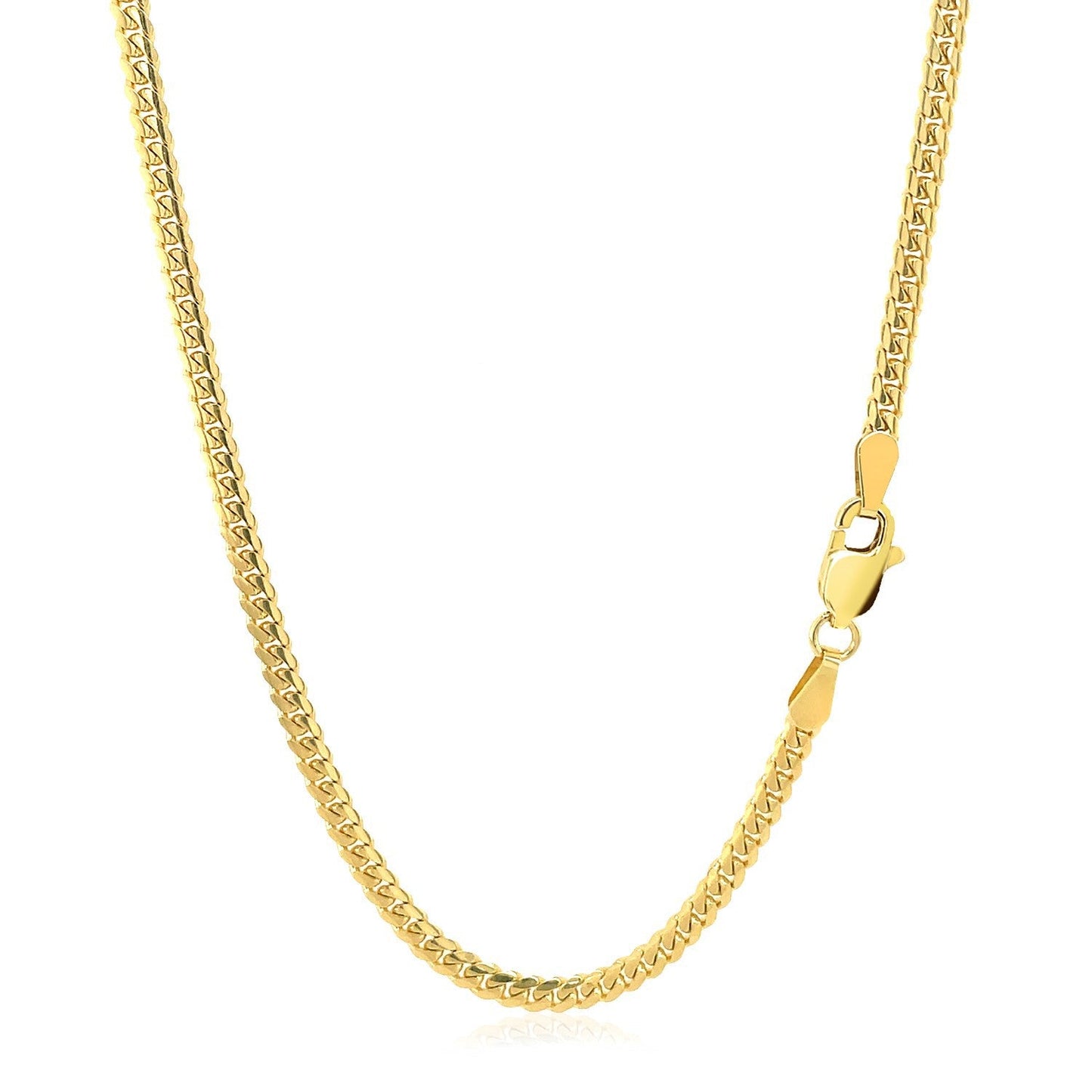 Cadena Cubana Clásica Sólida de Oro Amarillo de 14k - 2.6mm