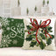 Green Christmas Pillow Cover Linen Printed Pillow Cover Holiday Living Room Bedroom Decoration Cushion Cover - Korvel