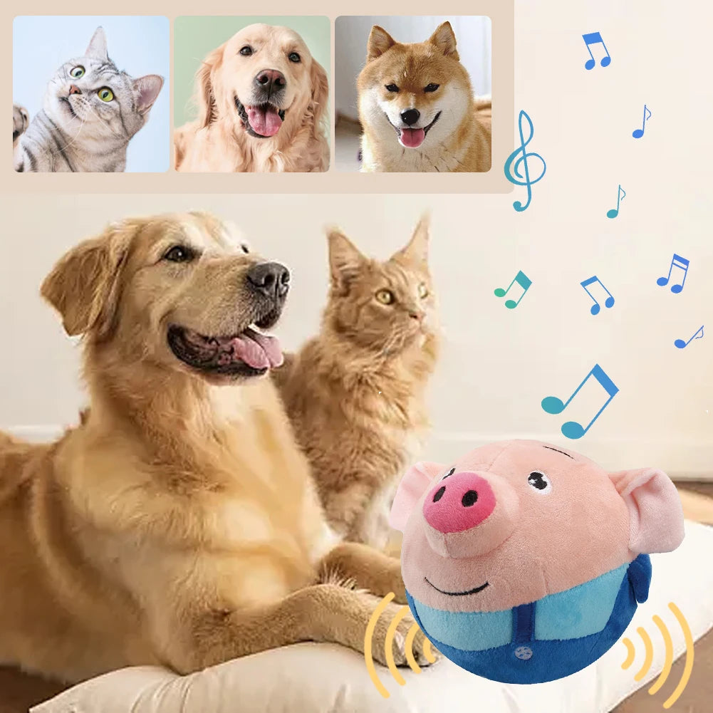 Electronic Pet Dog Toy Music Vibration Bouncing Ball Bite Puppy Ball Active Moving Pet Plush Sing Dog Chewing Squeaker Dog Toy - Korvel