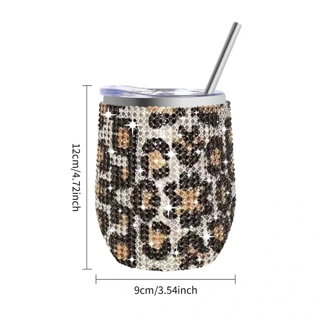 Tasse à vin en diamant de 12 oz avec couvercle hermétique
