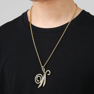 Hip Hop Grass Letter Pendant with Cuban Chain