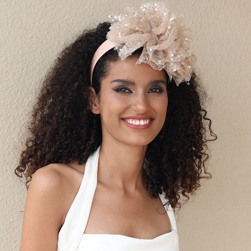 Fashionable fish scale cloud fabric large bow hairband - Korvel