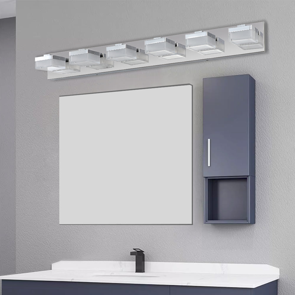 Applique de miroir LED moderne à 6 lumières en chrome