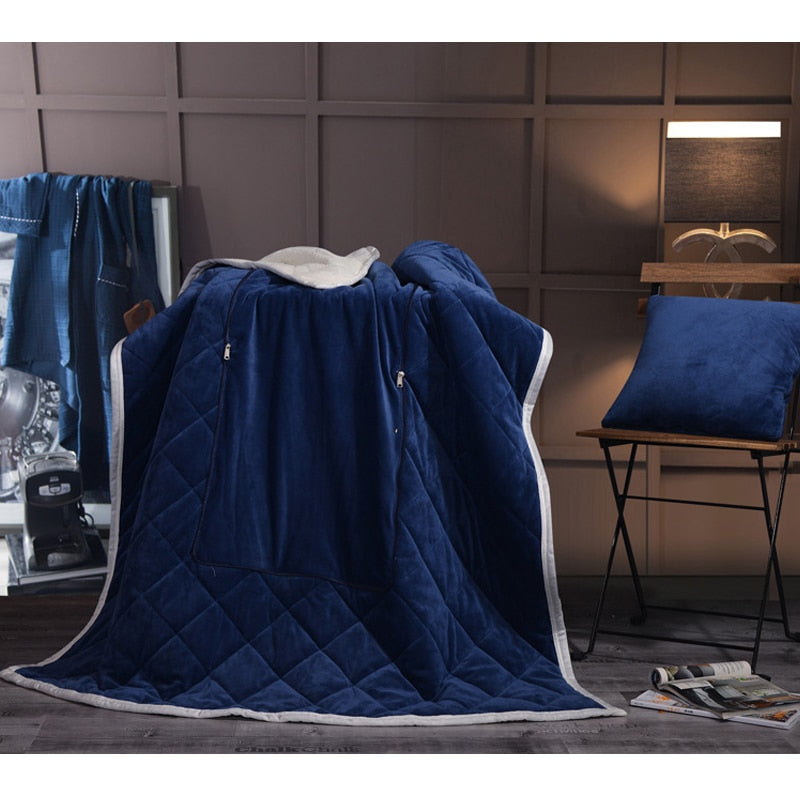 2 in 1 Flannel Cushion Blanket car sofa lumbar throw pillow air conditioning blanket foldable patchwork quilt blanket Bedding - Korvel
