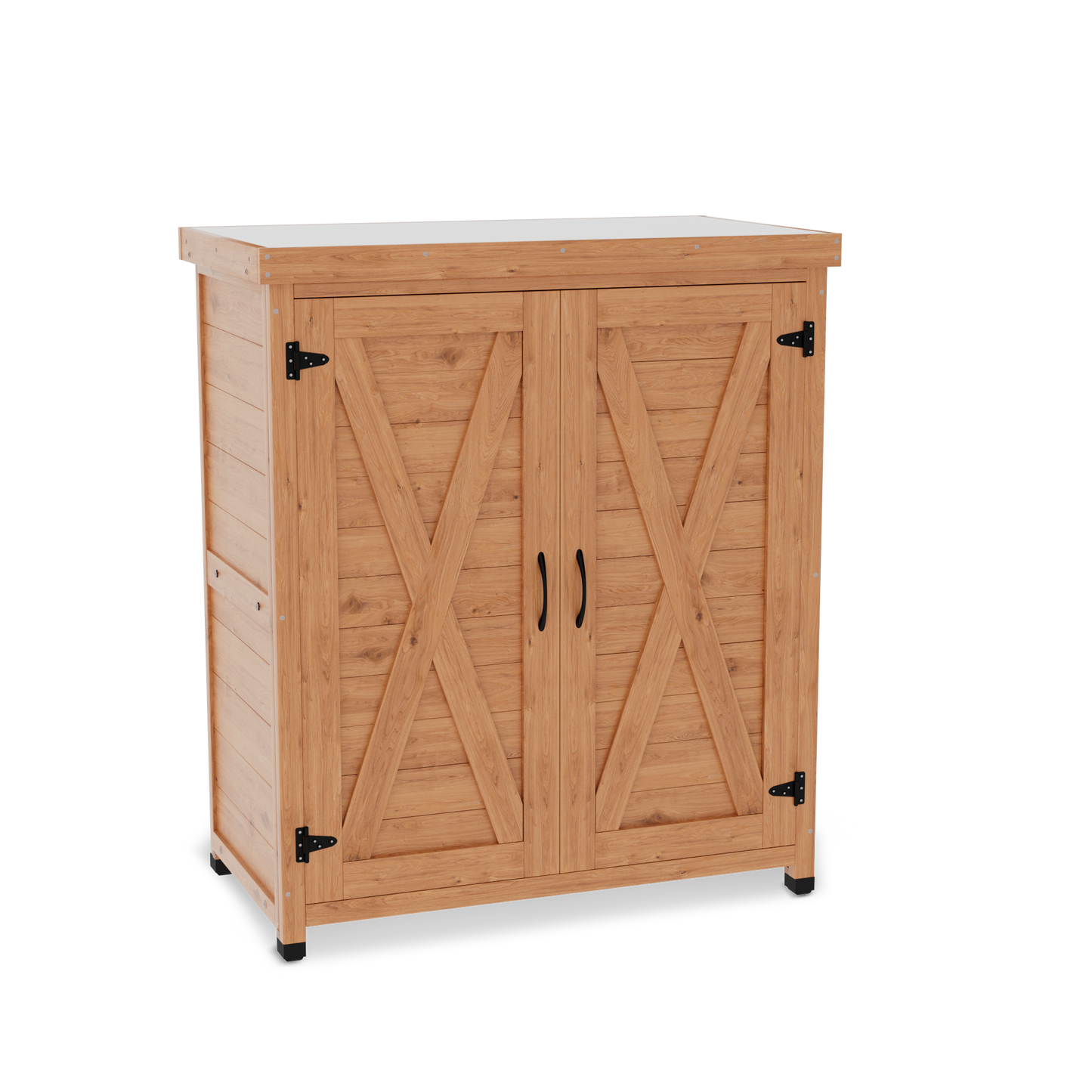 Potting Bench with Storage Cabinet and Metal Table Top for Outdoor Patio,Outdoor Work Station Table - Korvel