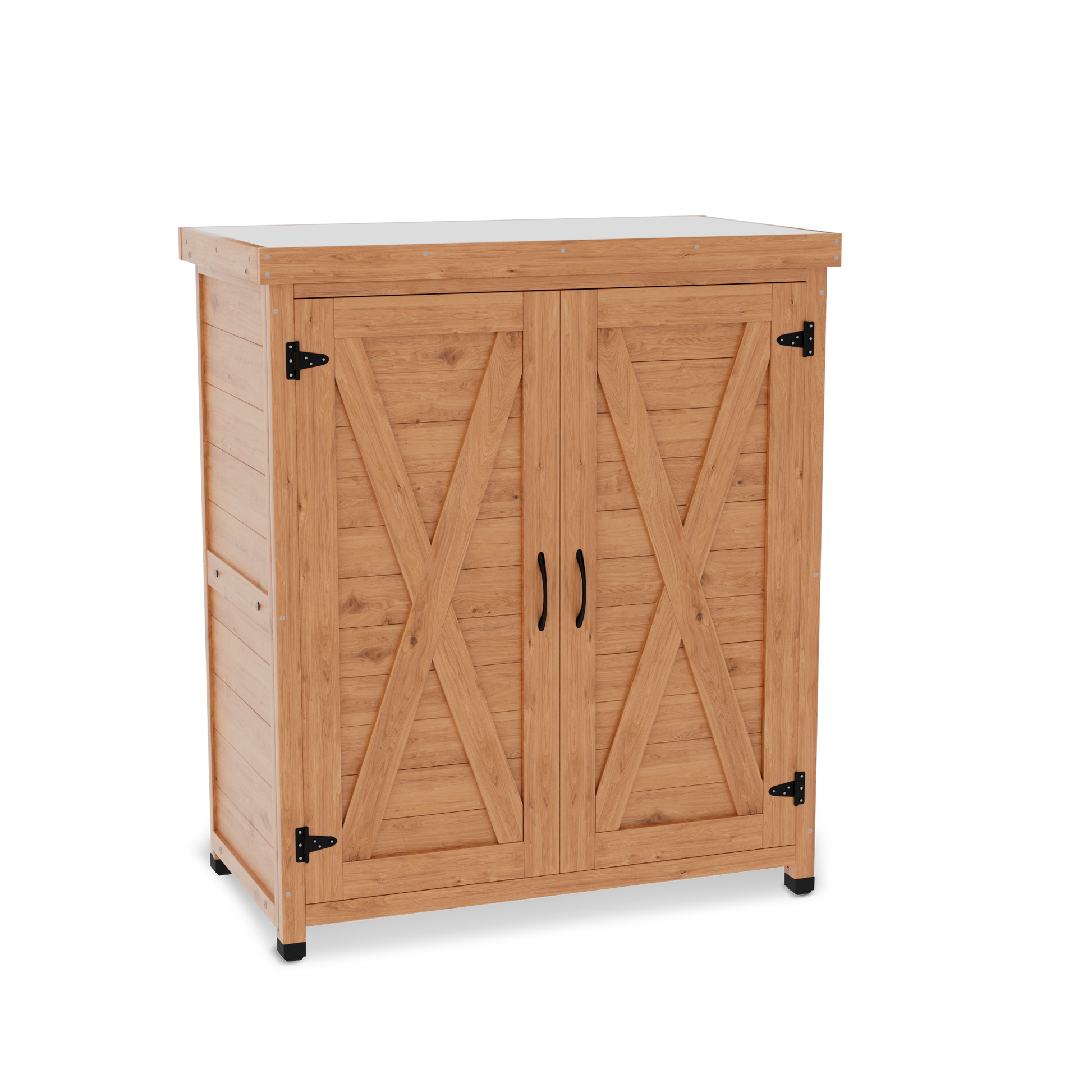 Potting Bench with Storage Cabinet and Metal Table Top for Outdoor Patio,Outdoor Work Station Table - Korvel