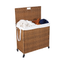 Laundry Hamper With Lid PE Rattan Powder Coating Frame Clothes Hampers with 02 Removable Bags, Wheels, 160L, Brown Color - Korvel