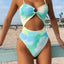 Cutout Tie-Dye Spaghetti Strap One-Piece Swimwear - Korvel