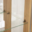 Dual door Curio cabinet with tempered glass doors, mirrored back panel and adjustable shelves, home lighting display cabinet Oak - Korvel