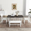 TOPMAX Farmhouse 6-Piece Trestle Dining Table Set with Upholstered Dining Chairs and Bench  59inch, White - Korvel
