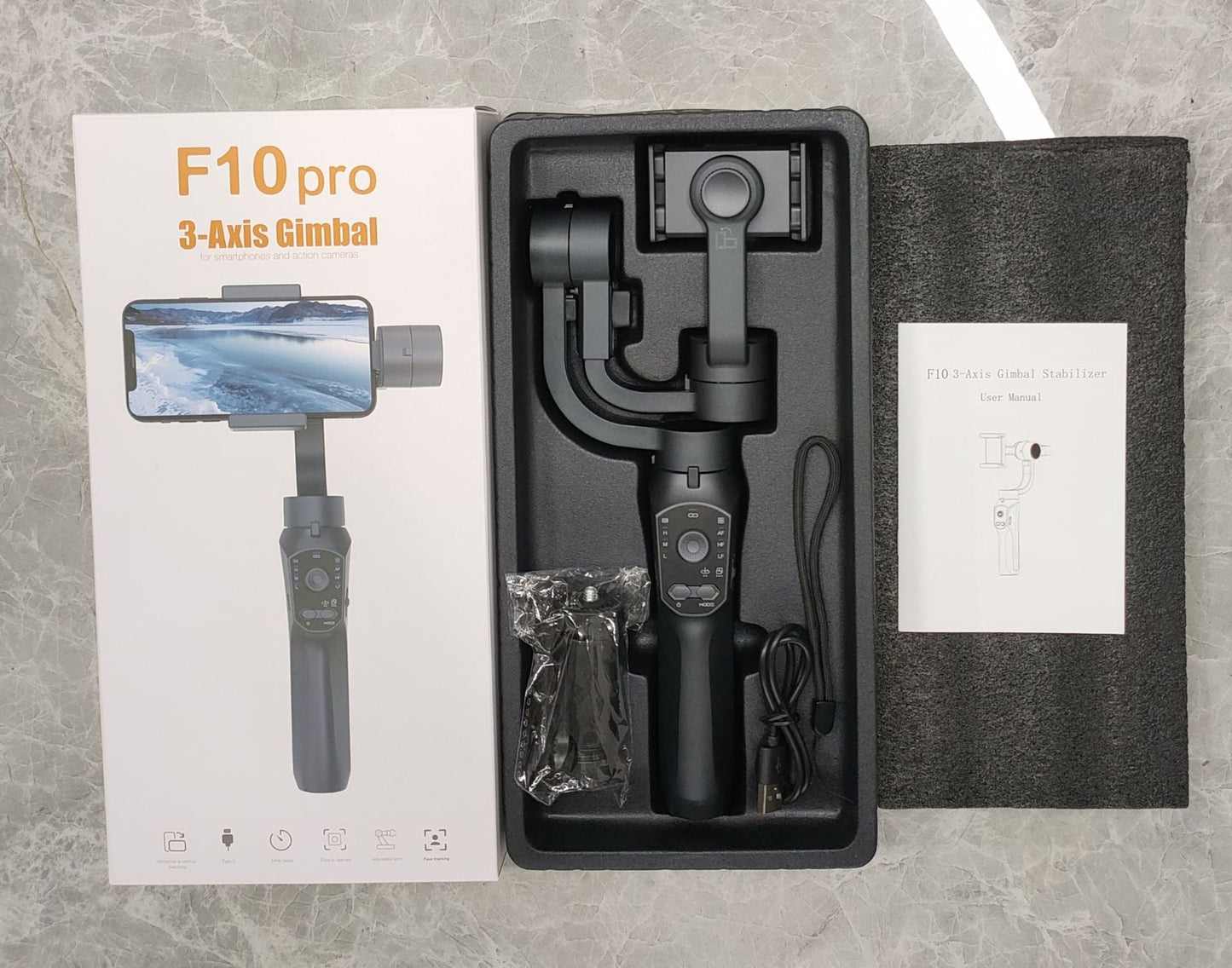 H4/F6/F8/F10 three-axis handheld mobile phone stabilizer video recording outdoor anti-shake shooting bracket - Korvel