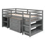 Low Study Twin Loft Bed with Cabinet and Rolling Portable Desk - Gray (OLD SKU :LP000113AAE) - Korvel