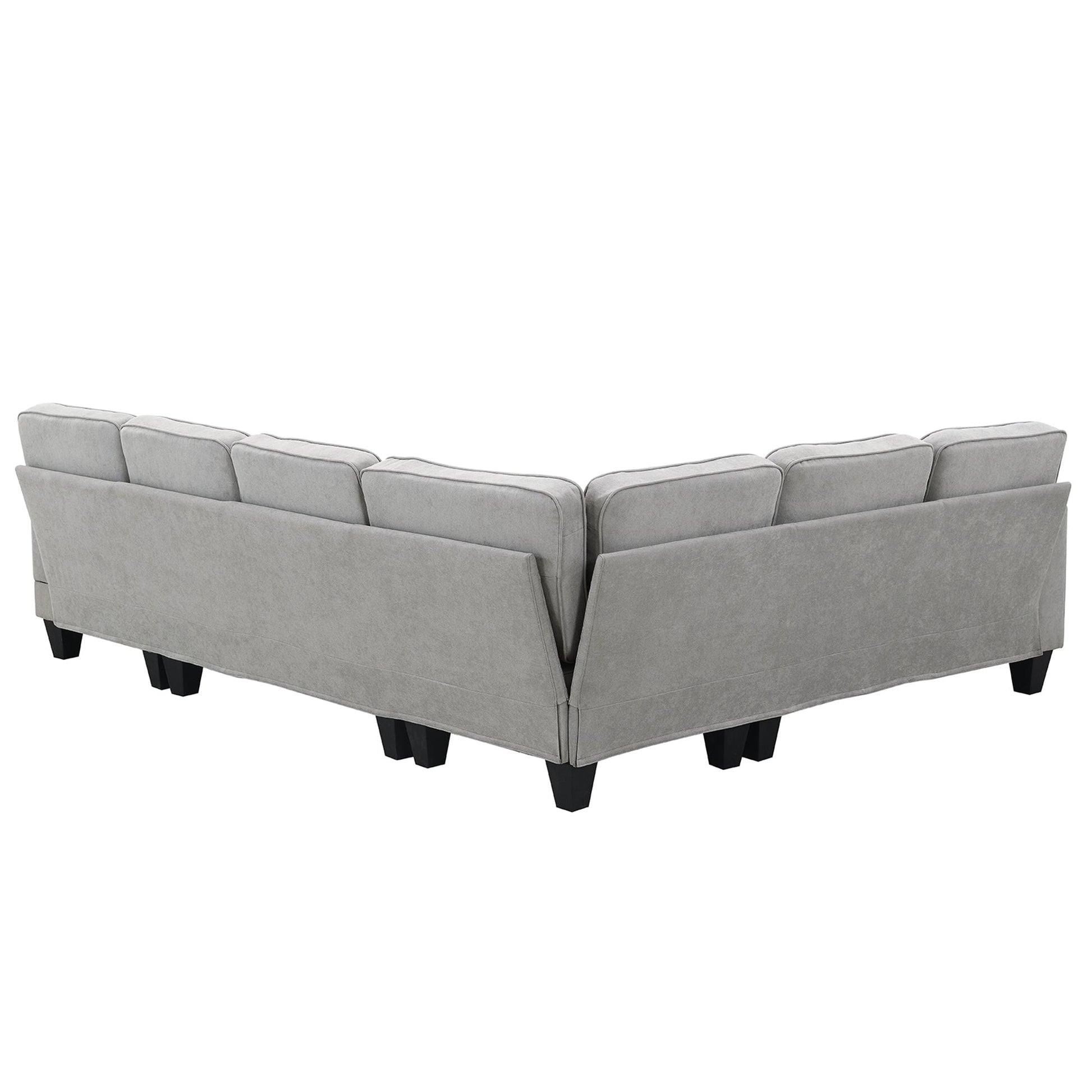 [VIDEO provided] [New] 108*85.5" Modern U Shape Sectional Sofa 7 Seat Fabric Sectional Sofa Set - Korvel