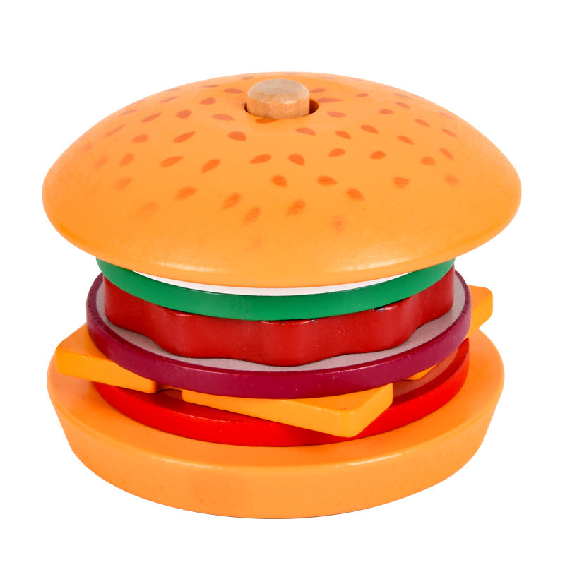 Juego de Comida de Madera: Hamburguesa, Papas Fritas y Sándwich