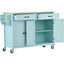 Mint Green Kitchen Island Cart with 4 Doors and Drawers