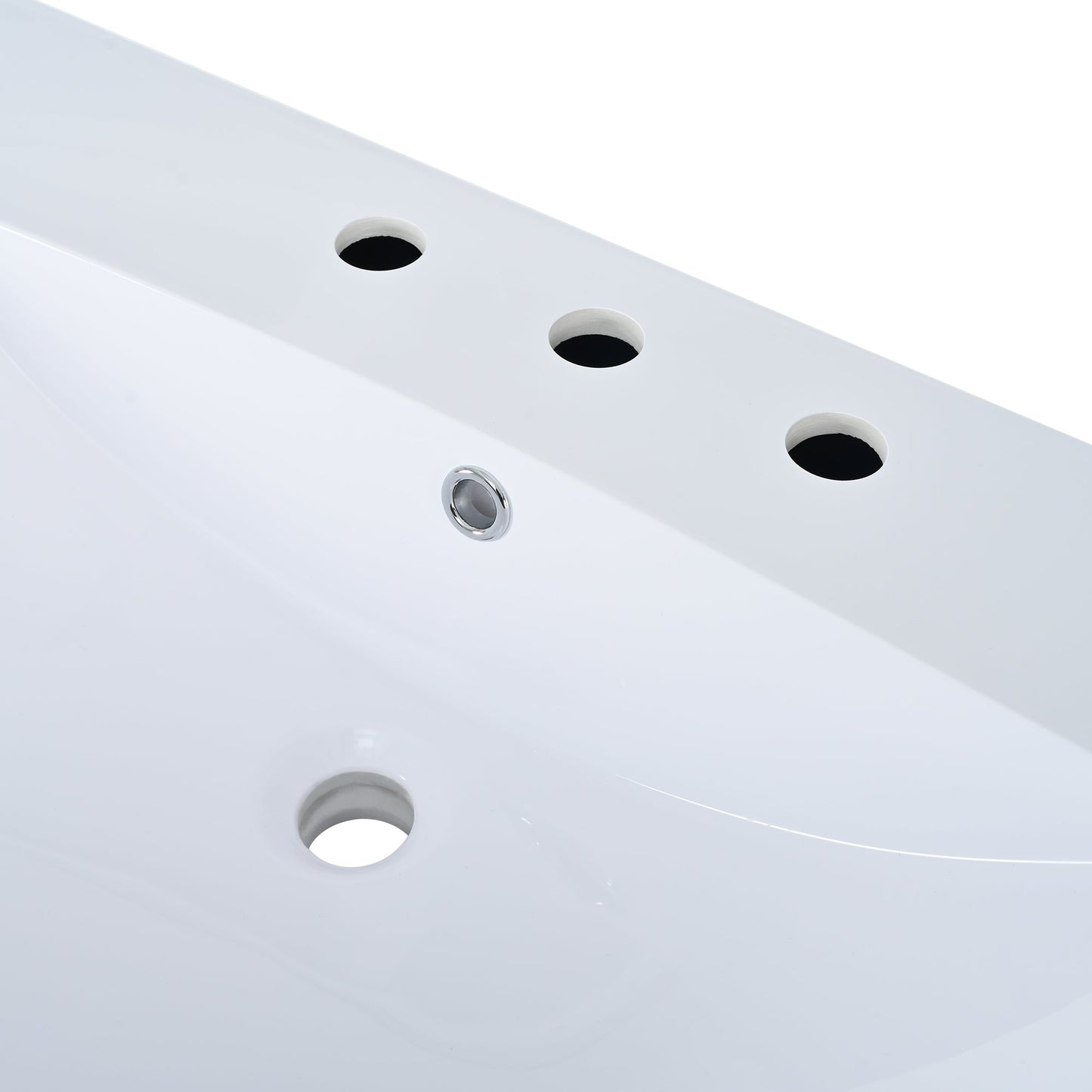 36" Single Bathroom Basin Sink, Left Offset Sink Vanity Top Only, 3-Faucet Holes, Resin - Korvel
