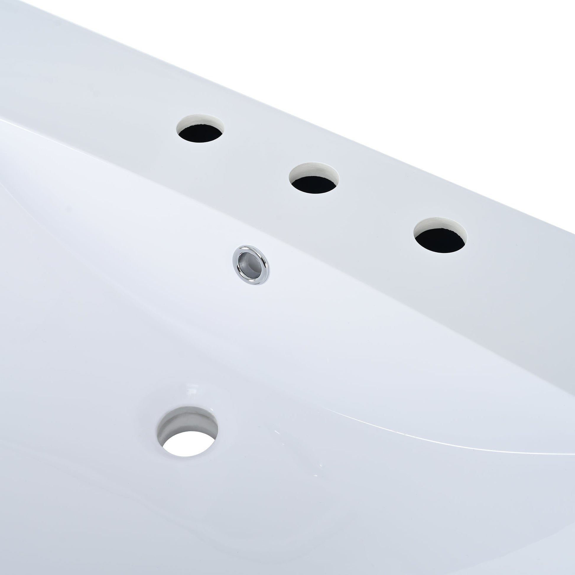 36" Single Bathroom Basin Sink, Left Offset Sink Vanity Top Only, 3-Faucet Holes, Resin - Korvel