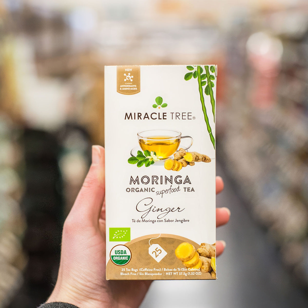 Organic Moringa Tea with Ginger - 25 Wrapped Tea Bags