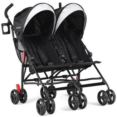 Cochecito Doble Plegable Ultraligero para Bebés - Negro