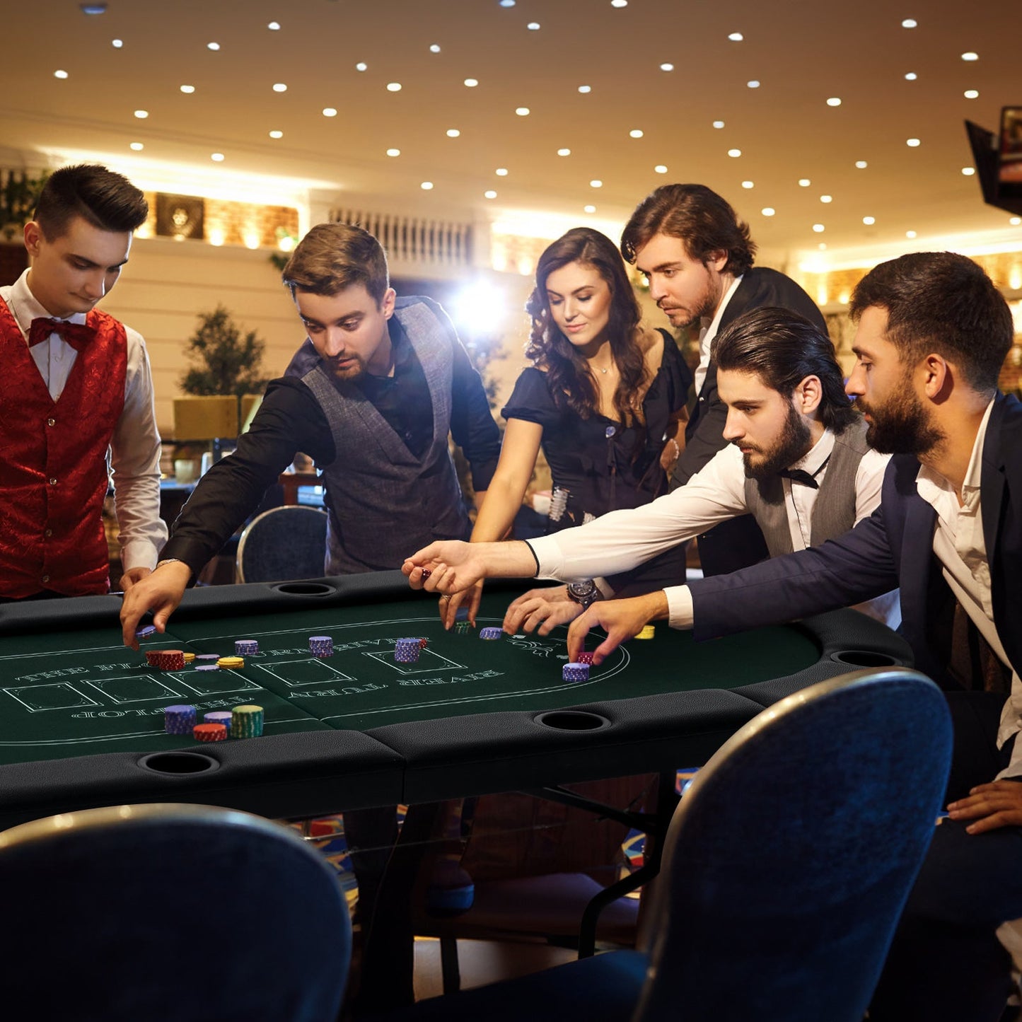 72 Inch Foldable Poker Table for 8 Players - Green
