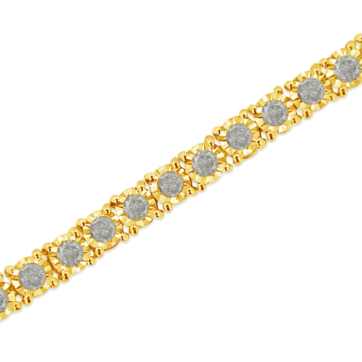 Bracelet de tennis en argent sterling plaqué or jaune 14K avec diamants - 7,25"