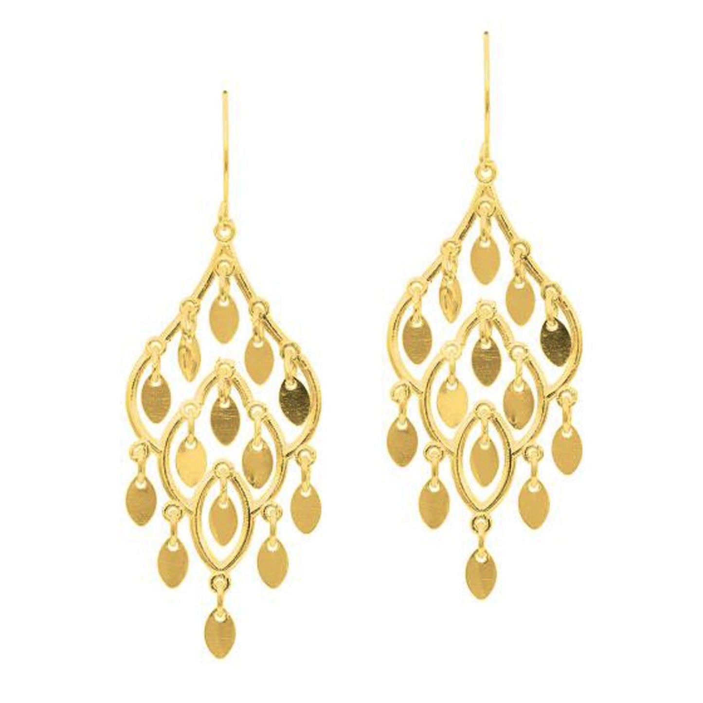 Boucles d'oreilles en chandelier en or jaune 14 carats poli