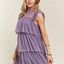 Layered Ruffled Cap Sleeve Mesh Dress for Women