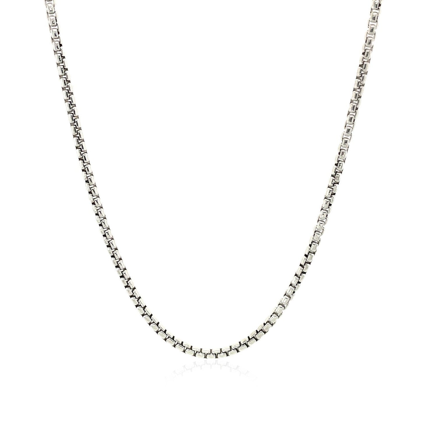 14k White Gold Round Box Chain - 1.7mm