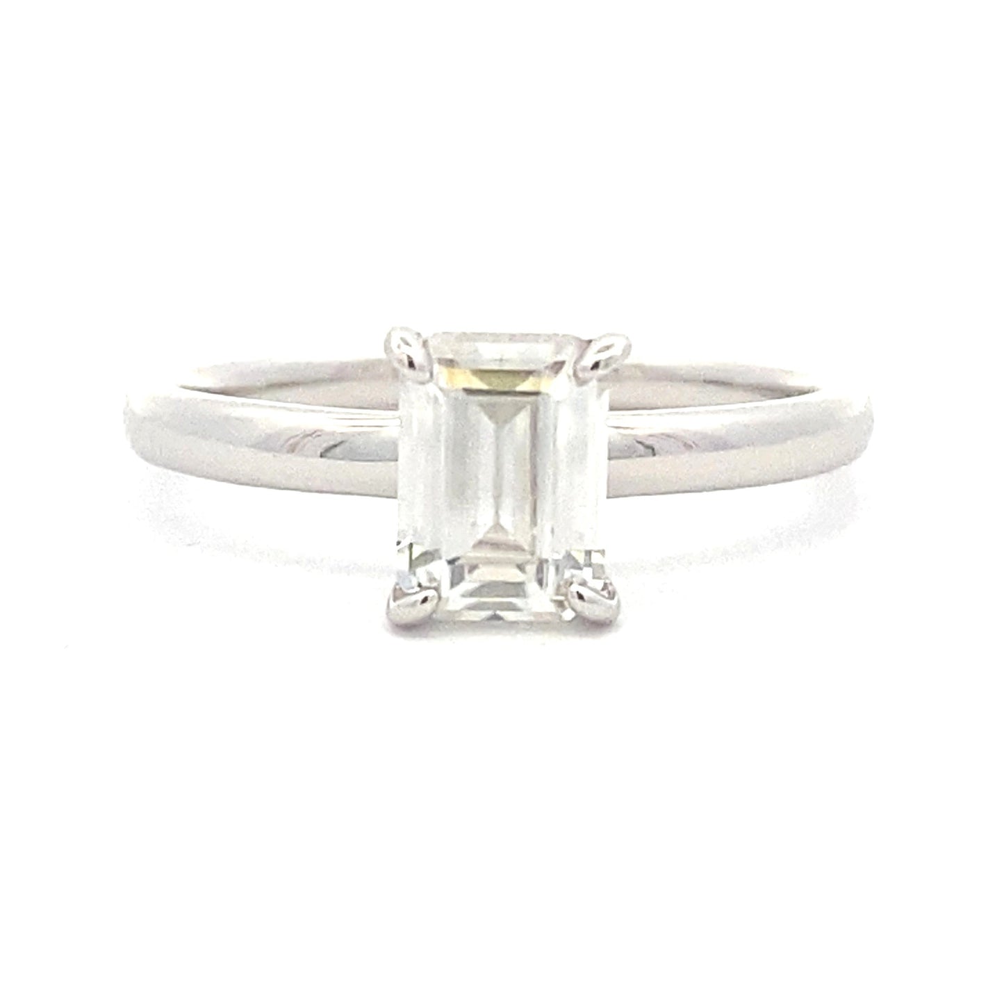 Natural .98ct Moissanite Engagement Ring in Sterling Silver