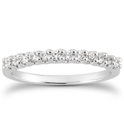 14k White Gold Fancy U Setting Diamond Wedding Ring Band