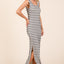 Robe Maxi Sans Manches à Col Scoop Rayée Élégante