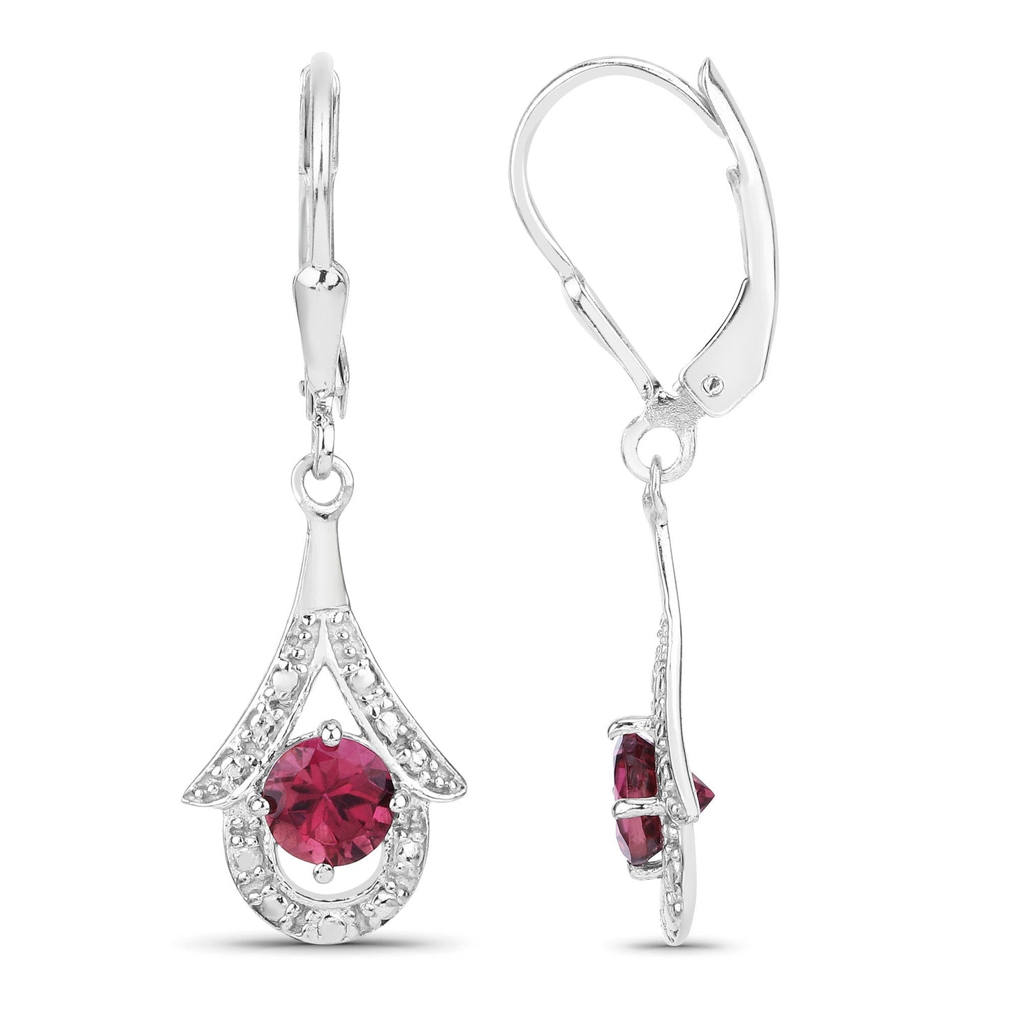 1.20 Carat Genuine Pink Tourmaline Sterling Silver Earrings