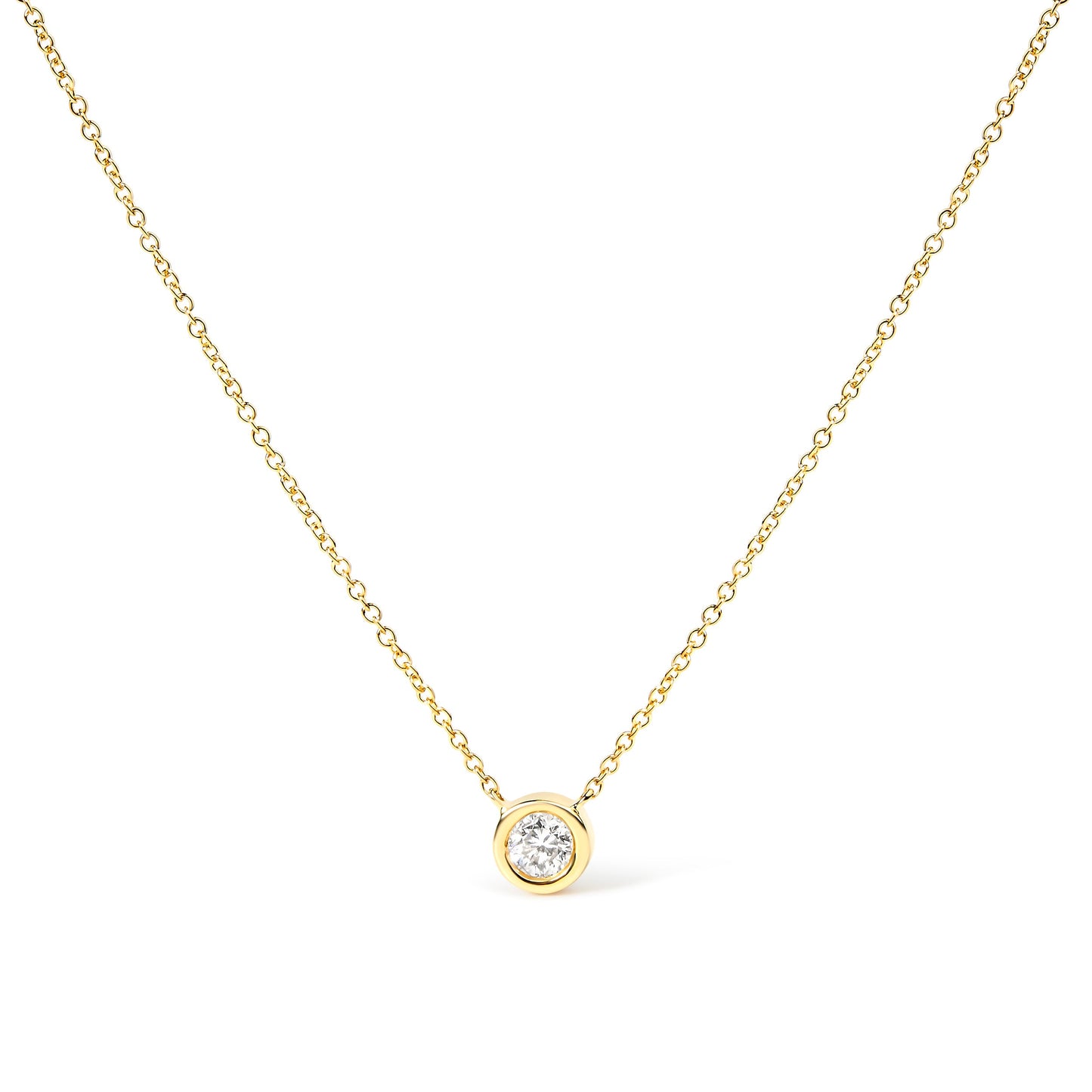 14K Rose Gold Plated Sterling Silver Diamond Solitaire Pendant Necklace